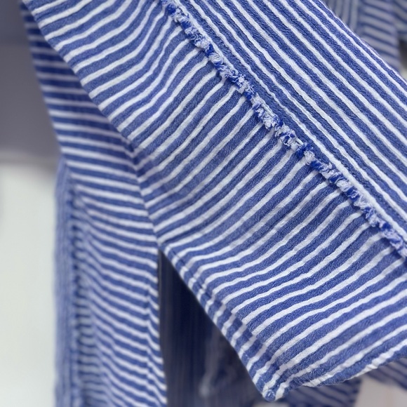 Free People Blue Stripe Button Down Size XS - Picture 8 of 8